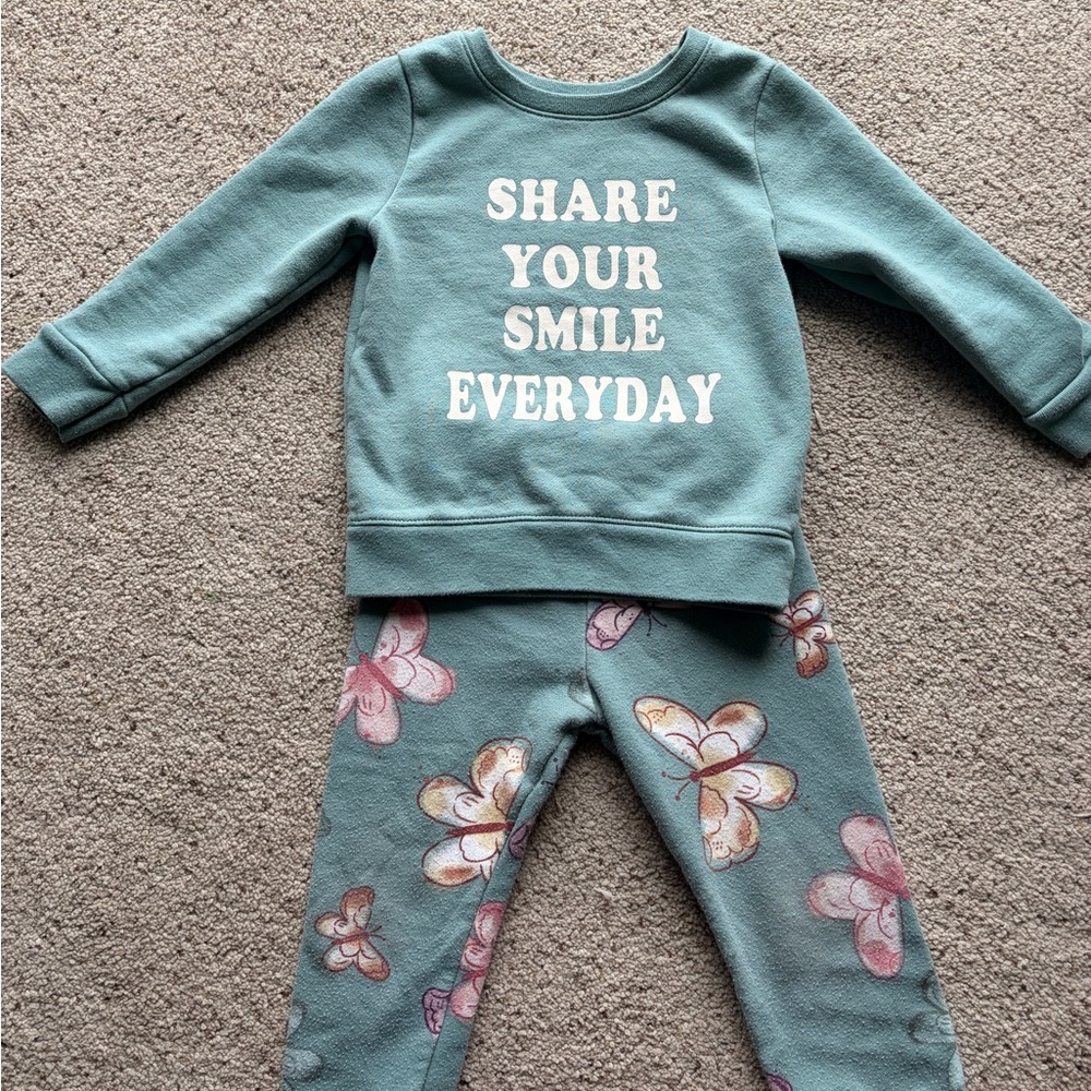 Garanimals Teal Pajama Set with Floral Print